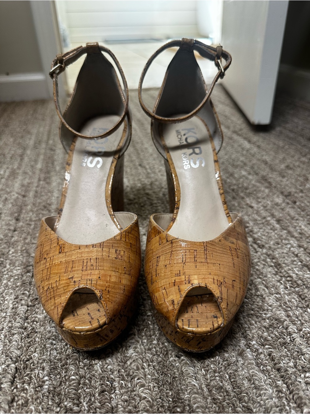 Michael Kors women’s cork platform wedge sandals, size 8M.